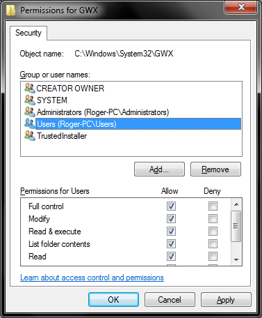 Folder permissions