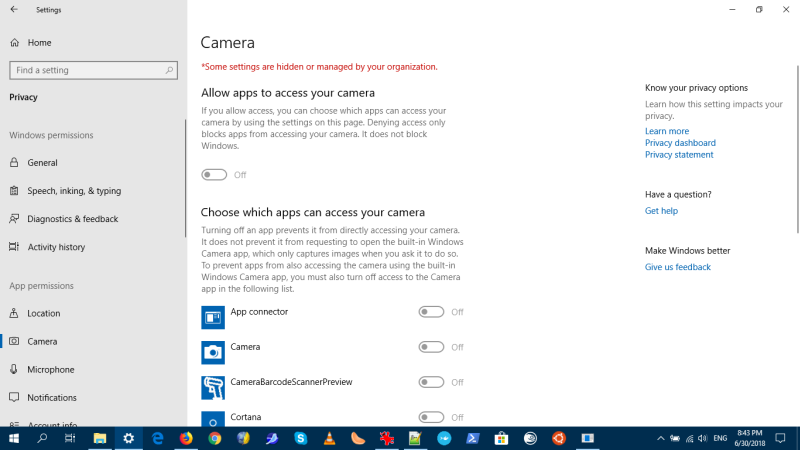 Camera disabled