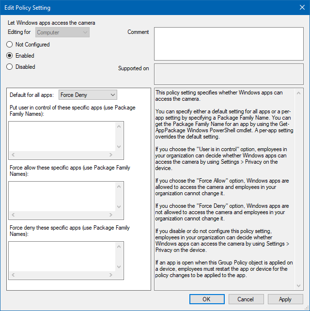 Edit policy details