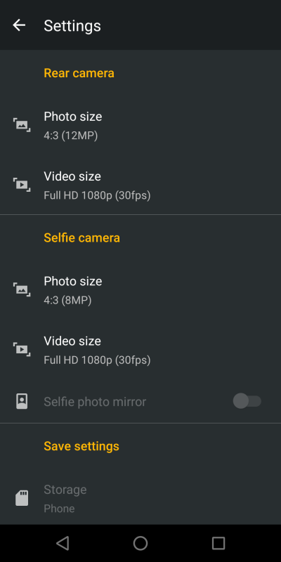 Camera settings 1