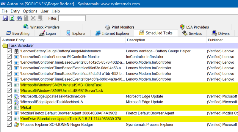 Scheduled tasks