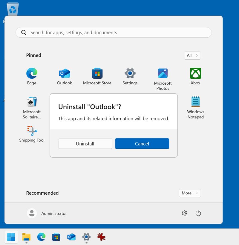 Outlook, uninstall