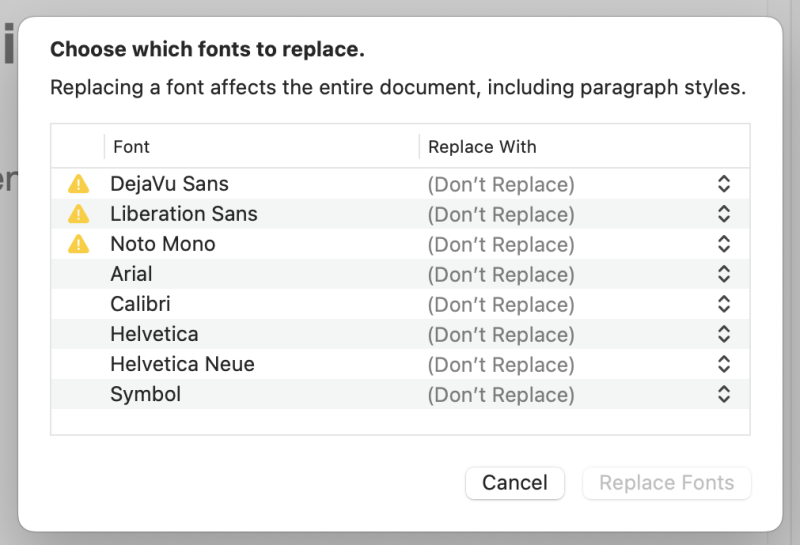 Missing fonts