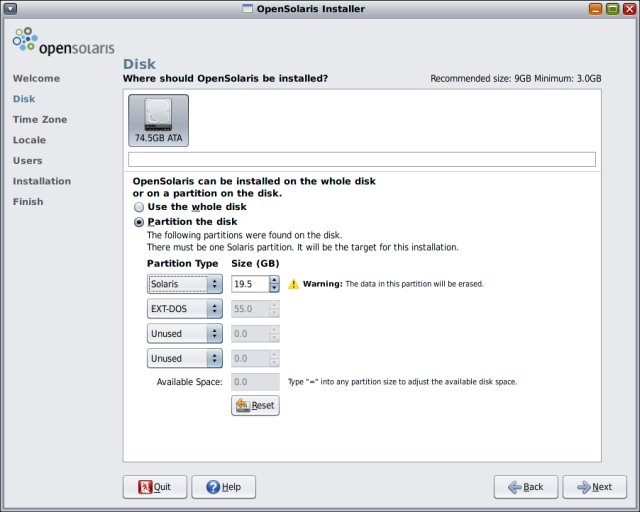 Solaris partition