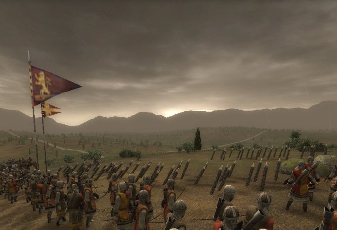 Longbowmen firing
